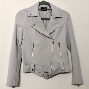 T Tahari Light Blue Zippered Moto Jacket, NWT, Size XS